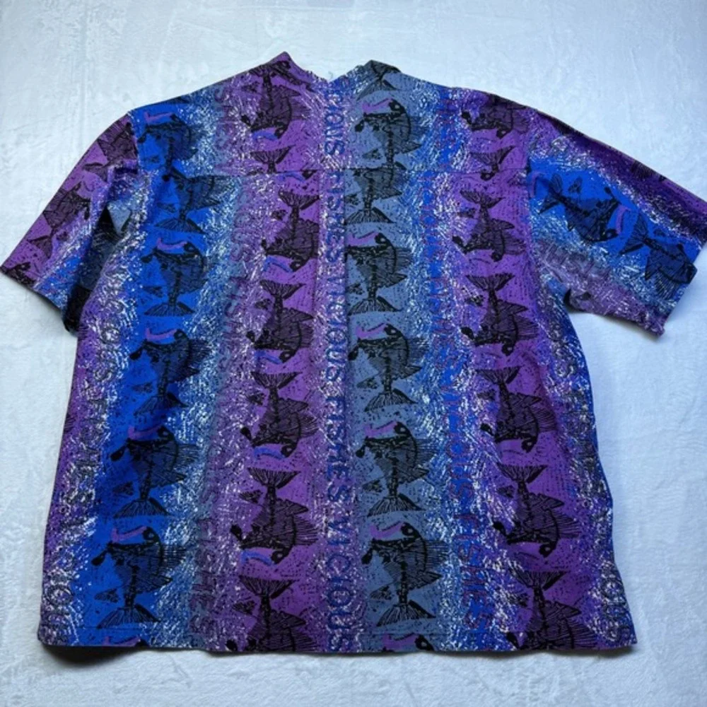 VTG 80s 90s The Men's Store Sears Vicious Fishes Short Sleeve Button Shirt XL - Picture 11 of 14